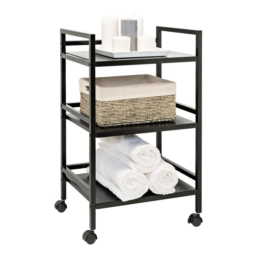 HoneyCanDo 3Tier Steel Storage Cart in Black CRT09488 The Home Depot