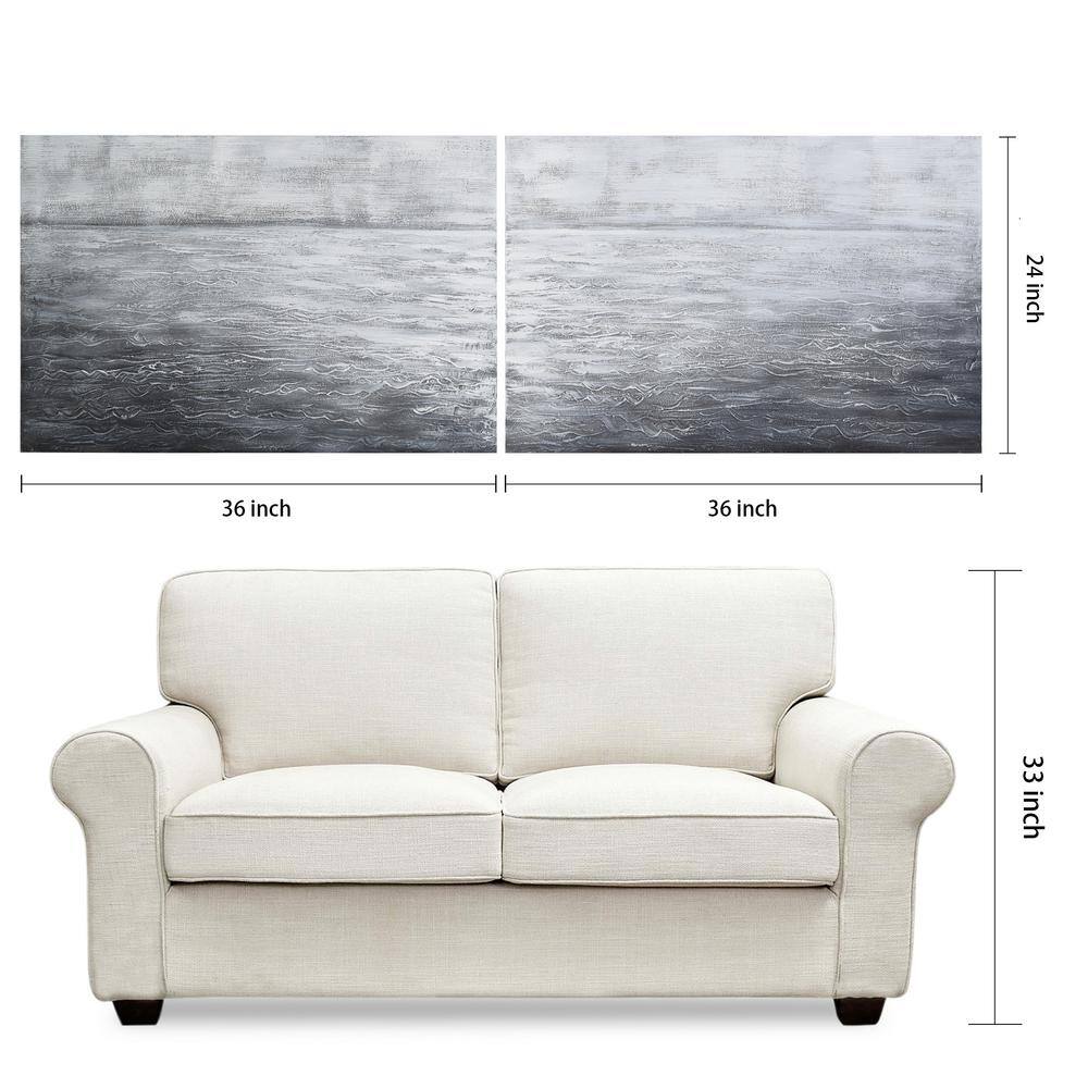 Silver Light Textured Abstract Hand Painted Canvas Set