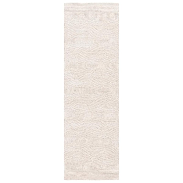 Abstract 2 ft. x 10 ft. Ivory/Beige Geometric Runner Rug