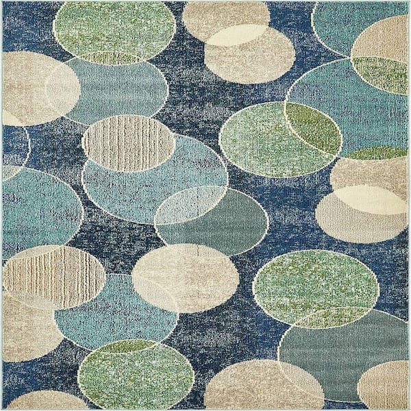 Unique Loom Chromatic Seaside Navy Blue 5' 0 x 8' 0 Area Rug