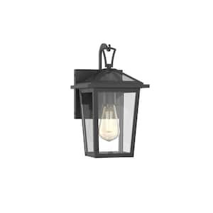 Woodbridge 13 in. 1-Light Black 120-Volt Hardwired Outdoor Wall Lantern Sconce (1-Pack)