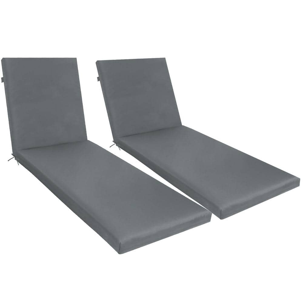 2-Piece Outdoor Lounge Chair Cushion Replacement Set - Grey Patio Furniture