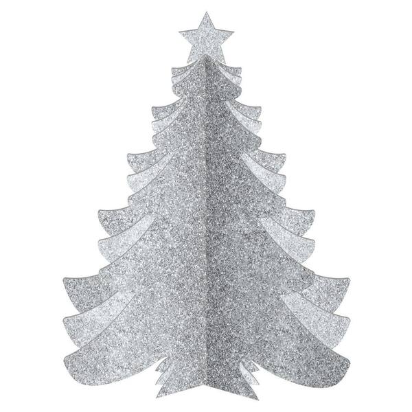 Amscan 10.25 in. Christmas 3D Silver Glitter Tree Decorations (3-Pack)