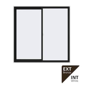 60 in. x 60 in. V-2500 Series Bronze Exterior/White Interior FiniShield Vinyl Left-Handed Sliding Window w/Mesh Screen