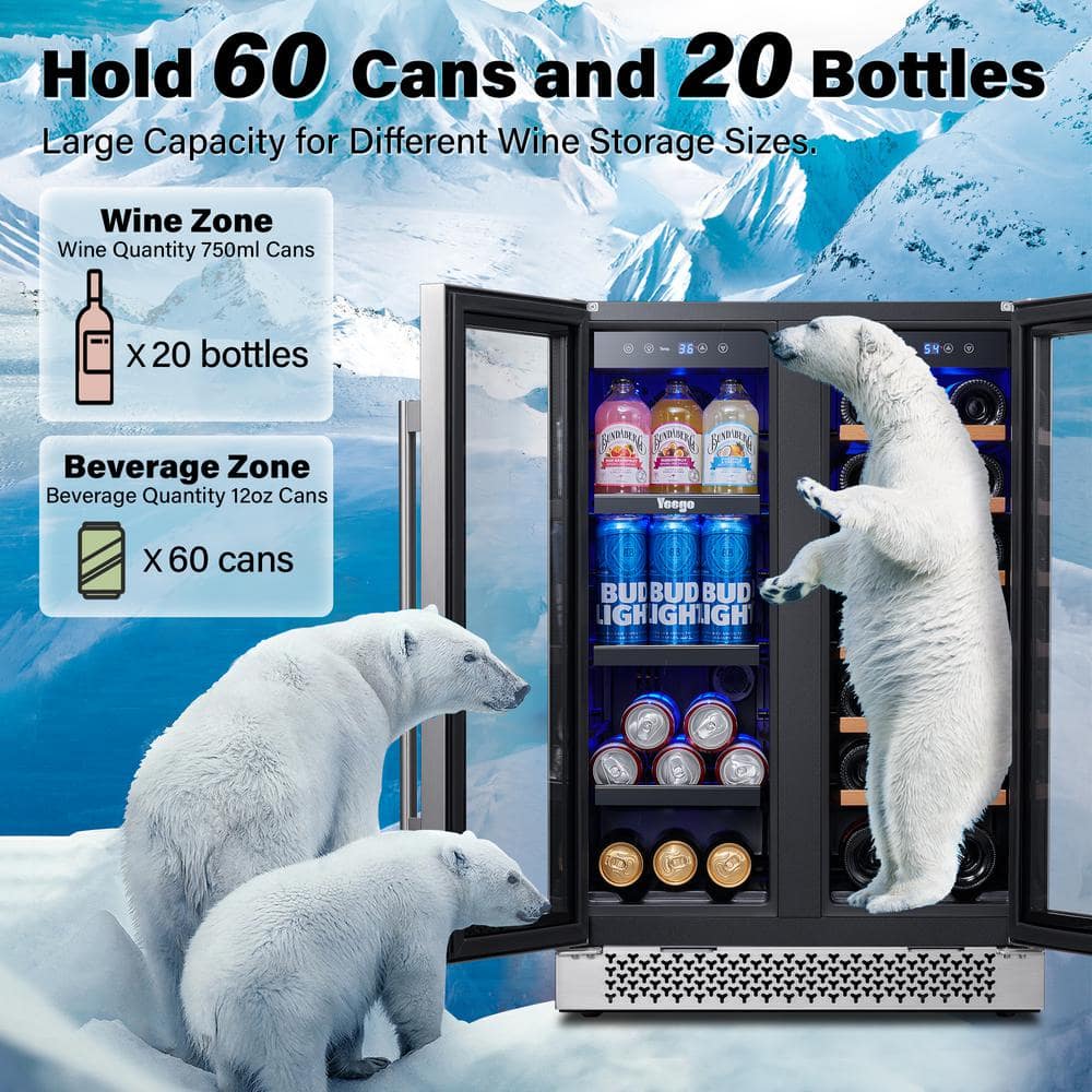 24 Inch Stainless Steel Dual Zone Wine and Beverage Cooler