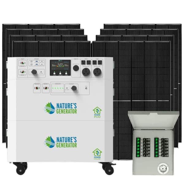 Powerhouse Platinum Plus PE 7,200-Watt Electric Switch Solar Generator w/(1) Battery Pod, (8) Panels, Transfer Kit