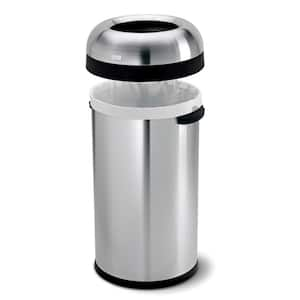 60 Liter Open Top Round Commercial Trash Can, Brushed Stainless Steel