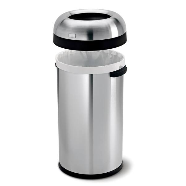 60L Round Open Top Commercial Trash Can, Brushed Stainless Steel