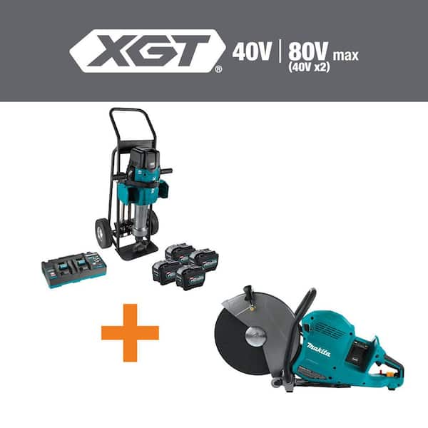 80V max (40V max X2) XGT Brushless 70 lb. AVT Breaker Hammer Kit w/ 4 Batteries (8.0Ah) w/ bonus XGT 14 in. Power Cutter
