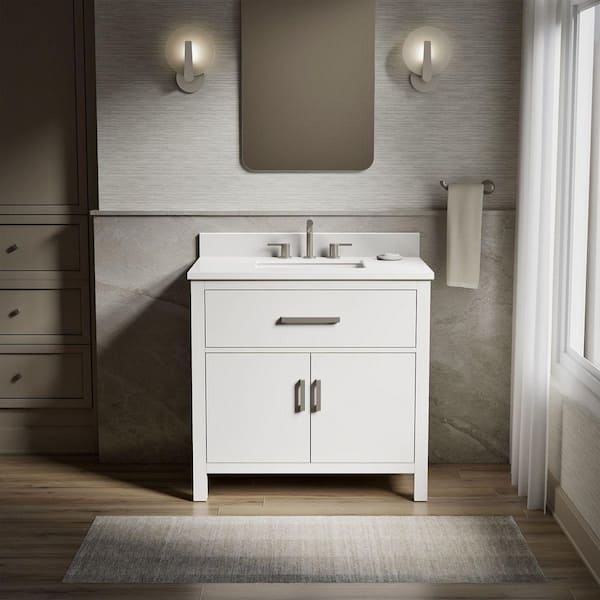 KOHLER Kresla 37 in. Single Sink Freestanding White Bath Vanity with White Quartz Top Assembled