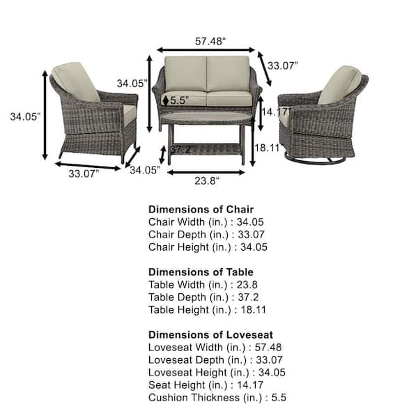 Hampton Bay Chasewood Brown 4 Piece Wicker Patio Conversation Set with CushionGuard Biscuit Cushions 505.1054.000 The Home Depot