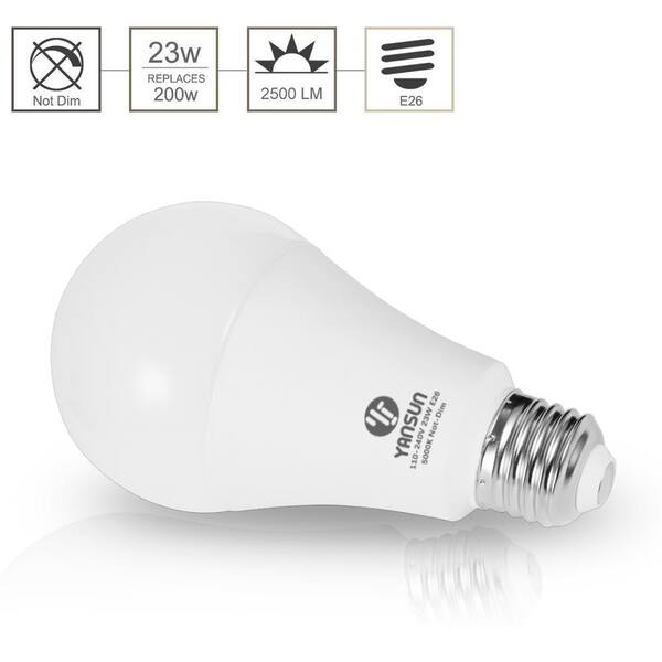 A21 LED Light Bulb 2500 Lumens Lamp 4 Pack 150W-200W 23 Watt Daylight 5000K NEW 