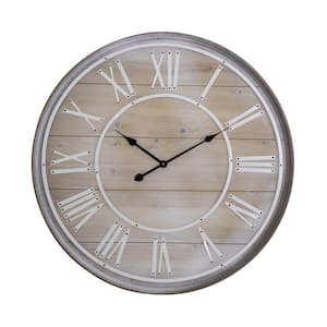 Rustic Age Distressed Brown Oversized Wall Clock