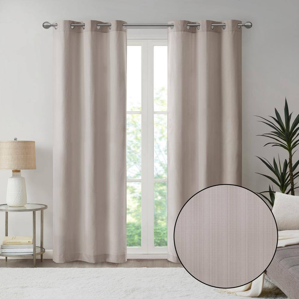 Taupe Basketweave Blackout Outdoor Curtain Panel Pair