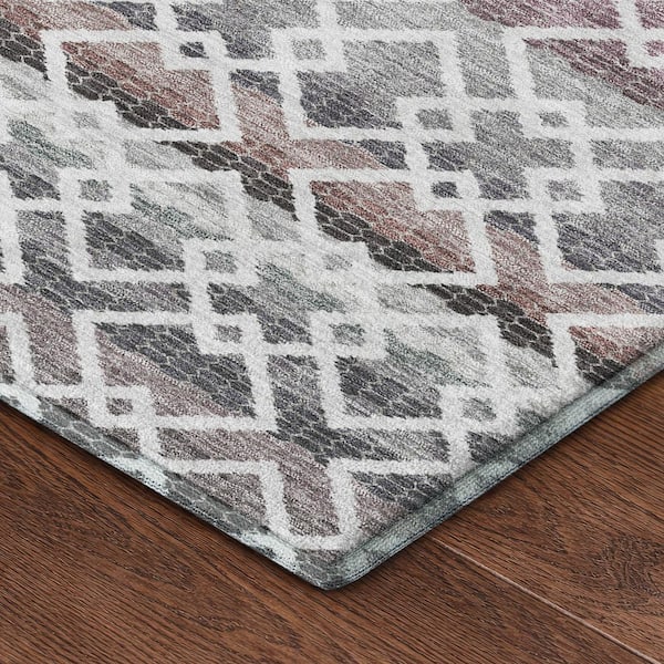 Mayfield Premium Machine Washable Abstract AMF2531 Silver 10 ft. x 14 ft. Area Rug