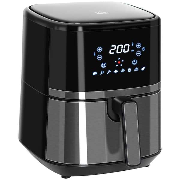 Siavonce 4.7 Qt. Plastic Black 4-in-1 Hot Oven Air Fryer with Air Fry, Roast, Broil, Crisp, Bake Function, Digital Touchscreen