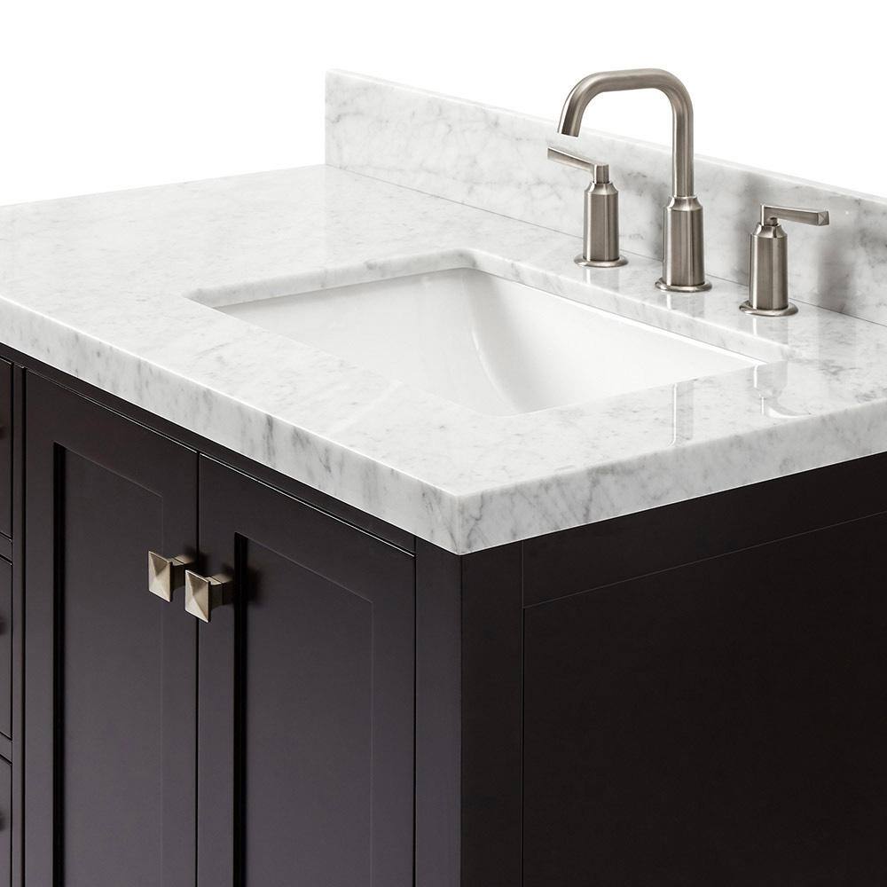 Cambridge 37" Espresso Wood Single Basin Vanity with Marble Top