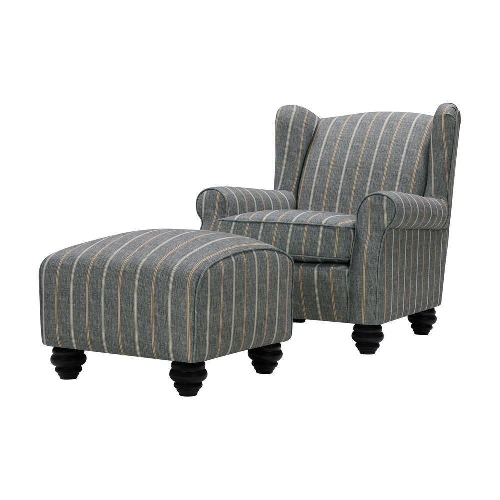 stripe club chair with ottoman