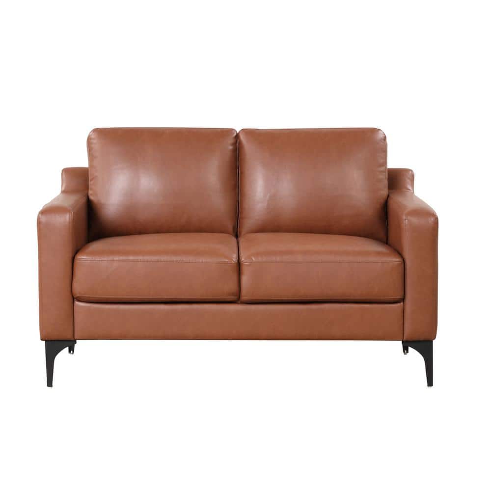 Serta Francis 55.5 in. Brown Faux Leather 2-Seater Loveseat