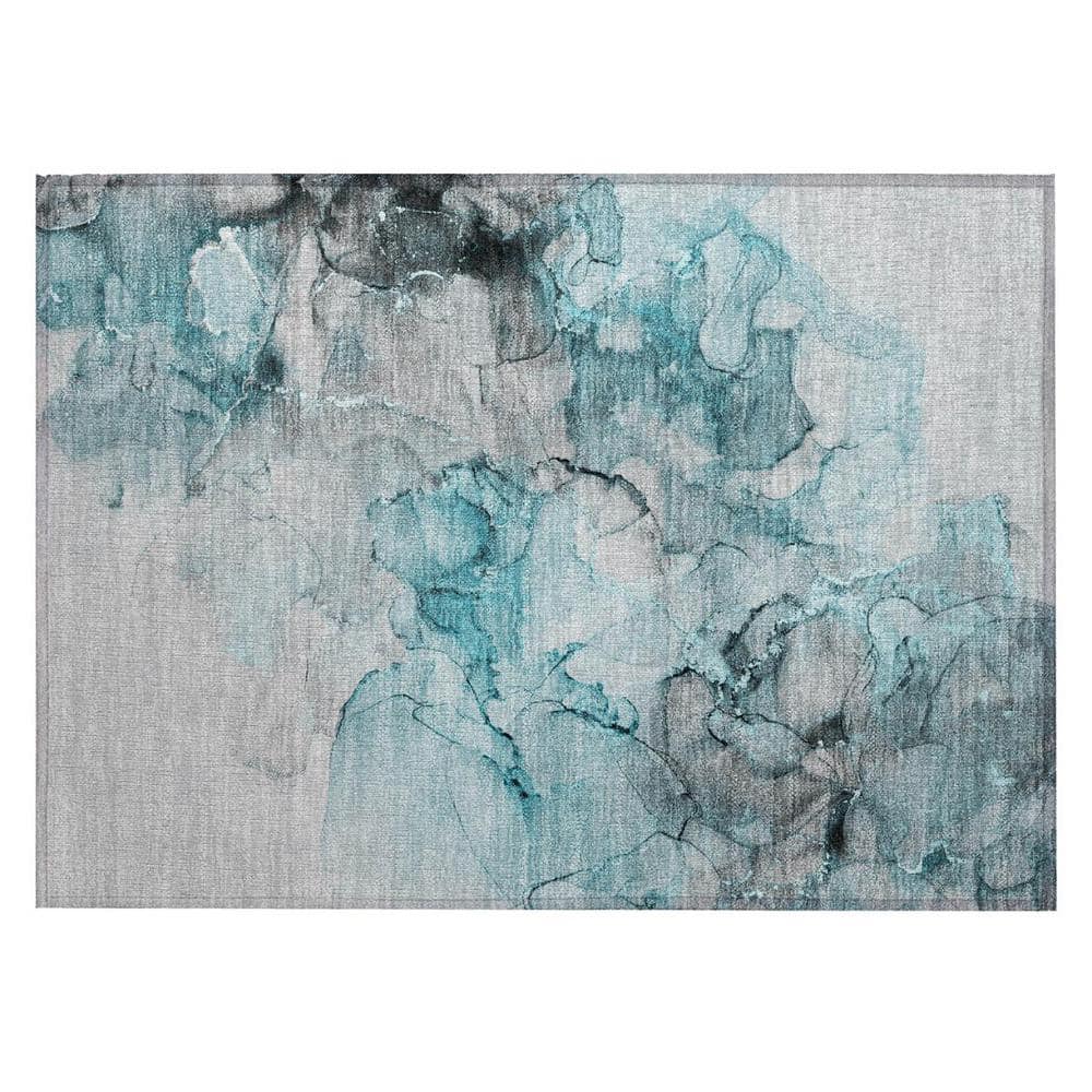 Teal 2 ft. x 3 ft. Woven Abstract Polyester Rectangle Indoor/Outdoor Area Rug price history on PriceWatchPro