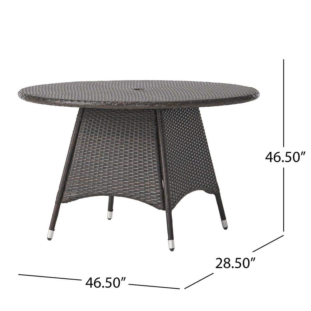Ernesto Multi-Brown 5-Piece Iron and Plastic Round Outdoor Dining Set