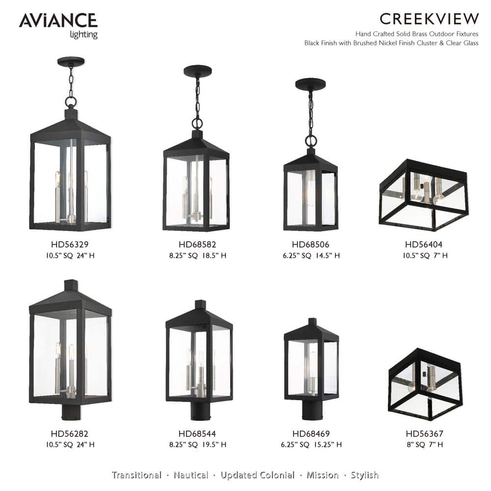 Nyack Modern Black 3-Light Outdoor Pendant with Clear Glass