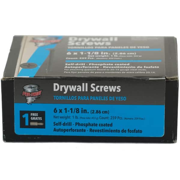 #6 x 1-1/8 in. #2 Phillips Bugle Head Coarse Thread Self-Drilling Drywall Screws 1 lb. Box