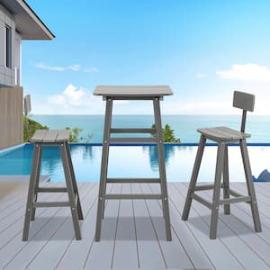 Gray Metal Outdoor Bar Stool for Spas, Cafes, Swimming Areas Set of 2