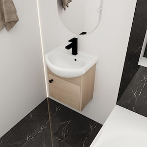 18 in. W x 15 in. D x 21 in. H Single Sink Floating Bath Vanity in Plain Light Oak with White Ceramic Sink Top