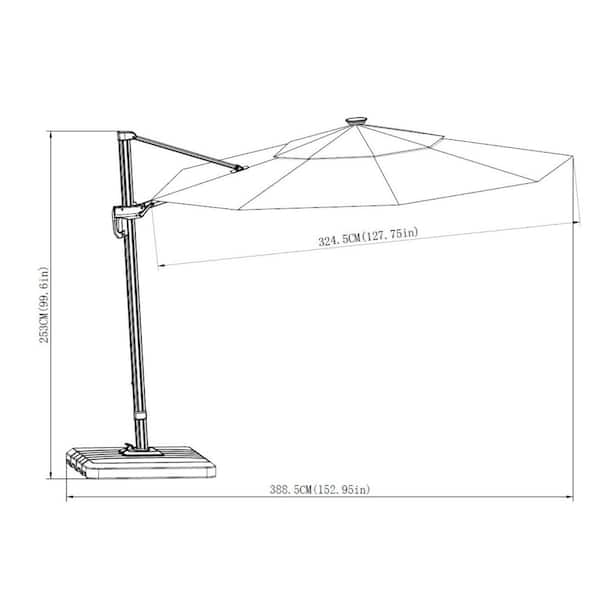 Hampton Bay 11 ft. Aluminum Cantilever Solar LED Offset Patio Umbrella in Chili Red URM822013-Chili Hampton Bay 11 ft. Aluminum Cantilever Solar LED Offset Patio Umbrella in Chili Red URM822013-Chili