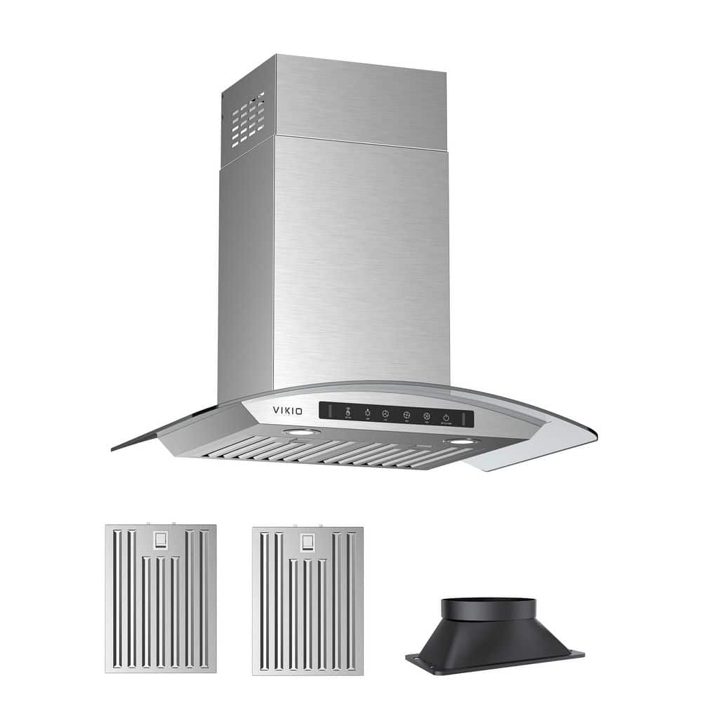 36 in. 600 CFM Ducted Wall Mount Range Hood in Stainless Steel Glass Cover with Gesture Control LED Lights and Low Noise