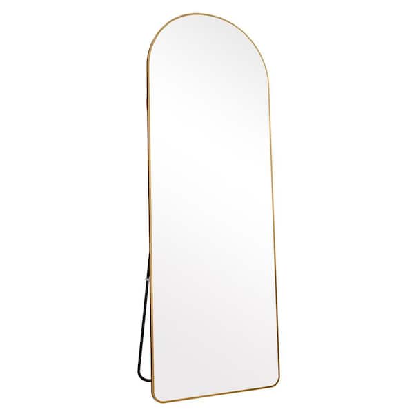 Vsmile Gold 23 in. W x 65 in. H Aluminum Metal Frame, Full Length Mirror, Arched Wall Mirror, Decorative Mirror