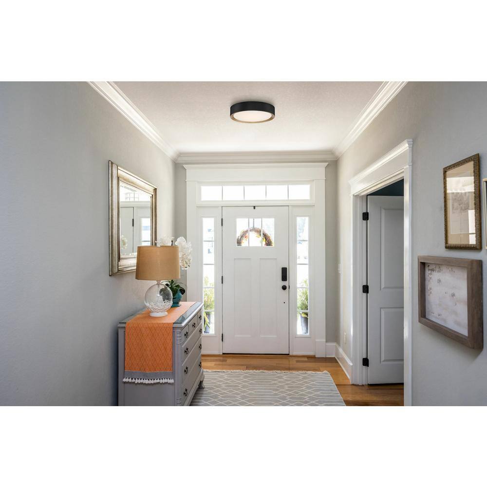 Malaga 24W LED Flush Mount Ceiling Light in Matte Black with Acrylic Lens