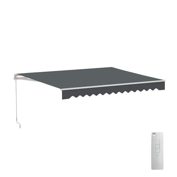 ALEKO 10 ft. Motorized UV Polyester Retractable Patio Awning in Grey