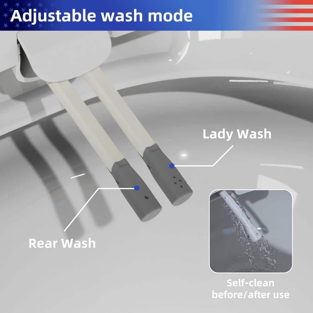 White Elongated Smart Bidet Toilet Seat with Remote Control