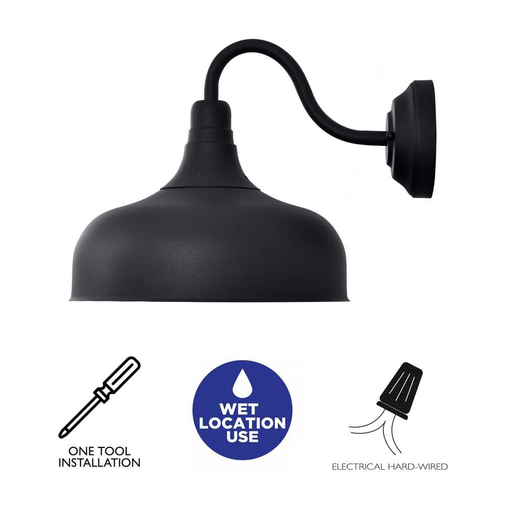 Matte Black Industrial LED Outdoor Barn Light Sconce