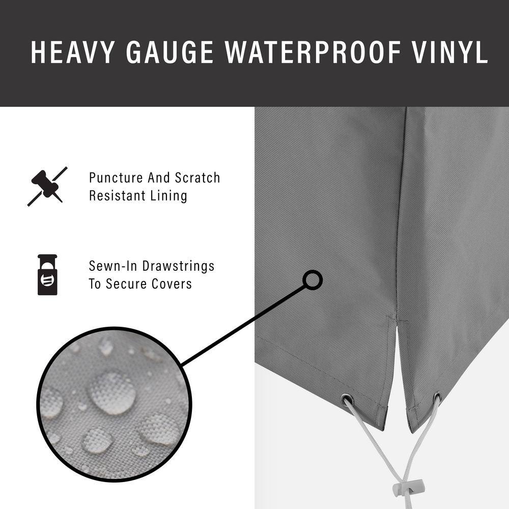 Gray Heavy-Duty Vinyl Round Patio Furniture Cover