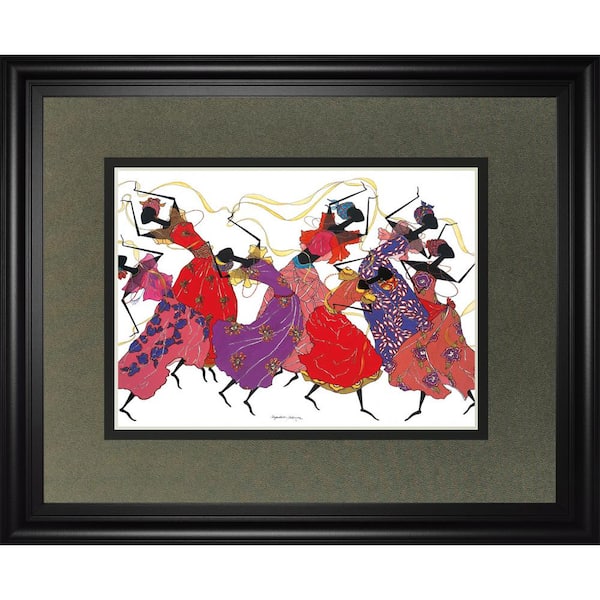 Classy Art "Lead Dancer In Purple Gown" By Augusta Asberry Framed Print Travel Wall Art 34 in. x 40 in.