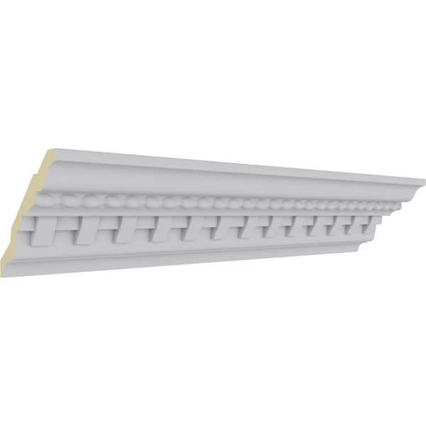 Ekena Millwork 3-7/8 in. x 3-1/2 in. x 94-1/2 in. Polyurethane Bulwark Dentil and Rope Crown Moulding