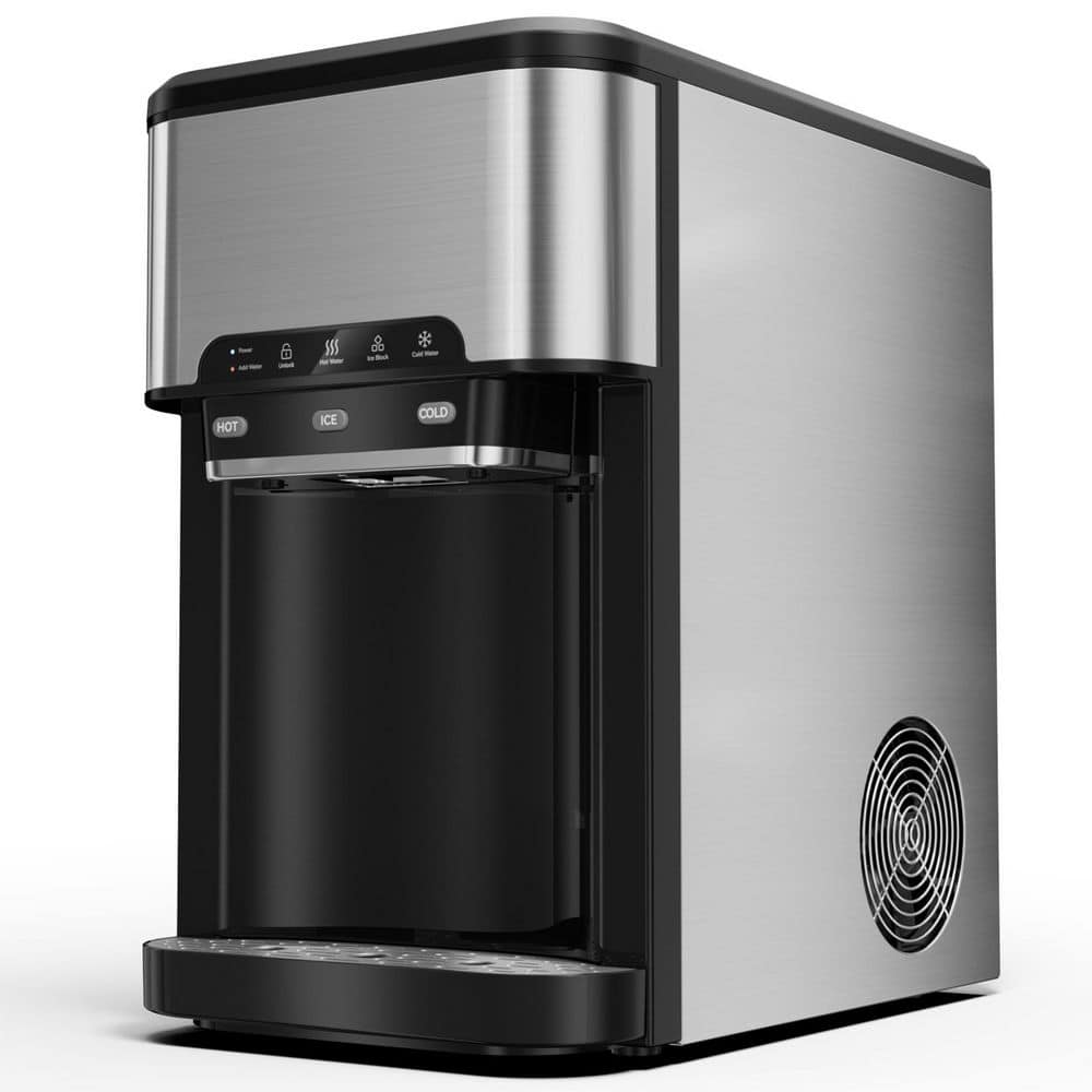 10.94 in 3-in-1 Hot and Cold countertop Water Dispenser with Ice Maker, 44LBS/24H Ice Machine, bullet ice Black