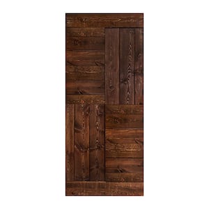 S Series 38 in. x 84 in. Kona Coffee Finished DIY Solid Wood Sliding Barn Door Slab - Hardware Kit Not Included