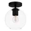 Hampton Bay Vista Heights 8 in. 1-Light Matte Black Round Semi Flush ...