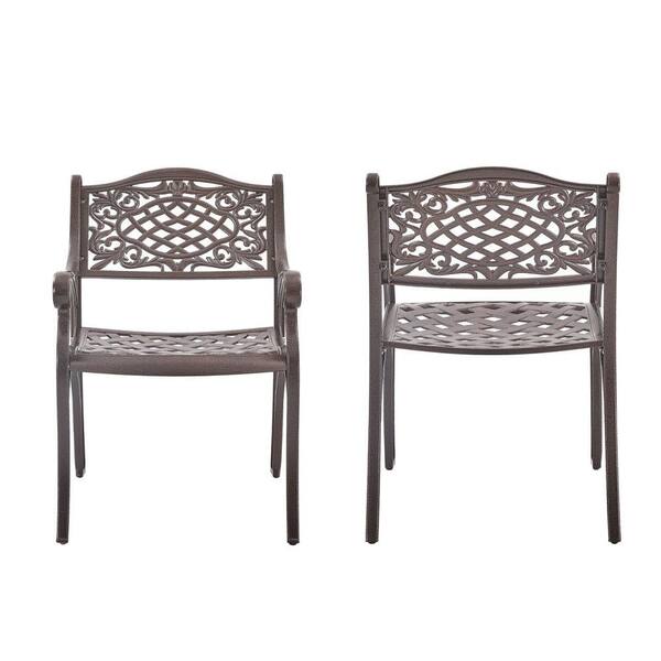 Patio Metal Back Support Chair Cast, Black Cast Aluminum Outdoor Dining Chairs