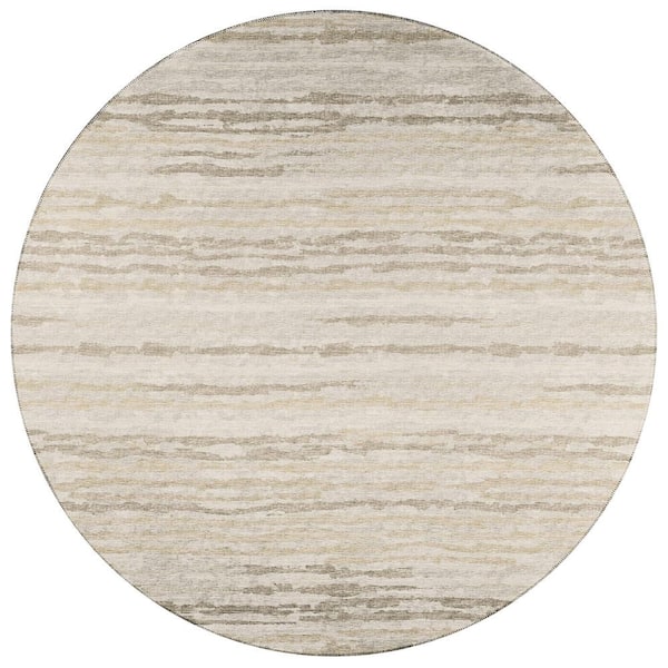 Bravado Ivory 8 ft. x 8 ft. Geometric Indoor/Outdoor Washable Area Rug