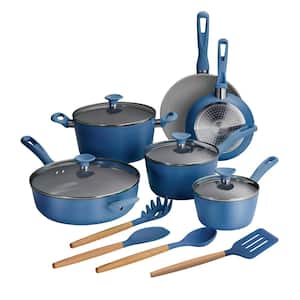 14-Piece Ceramic Cookware Set in Blue