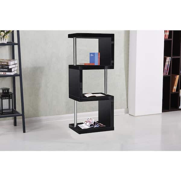 Black Gloss Shelving Unit Storage Display Bookcase Cabinet S Shape 5 Tier Decor 