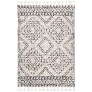 Melrose Shag Ivory/Gray 5 ft. x 8 ft. Abstract Area Rug