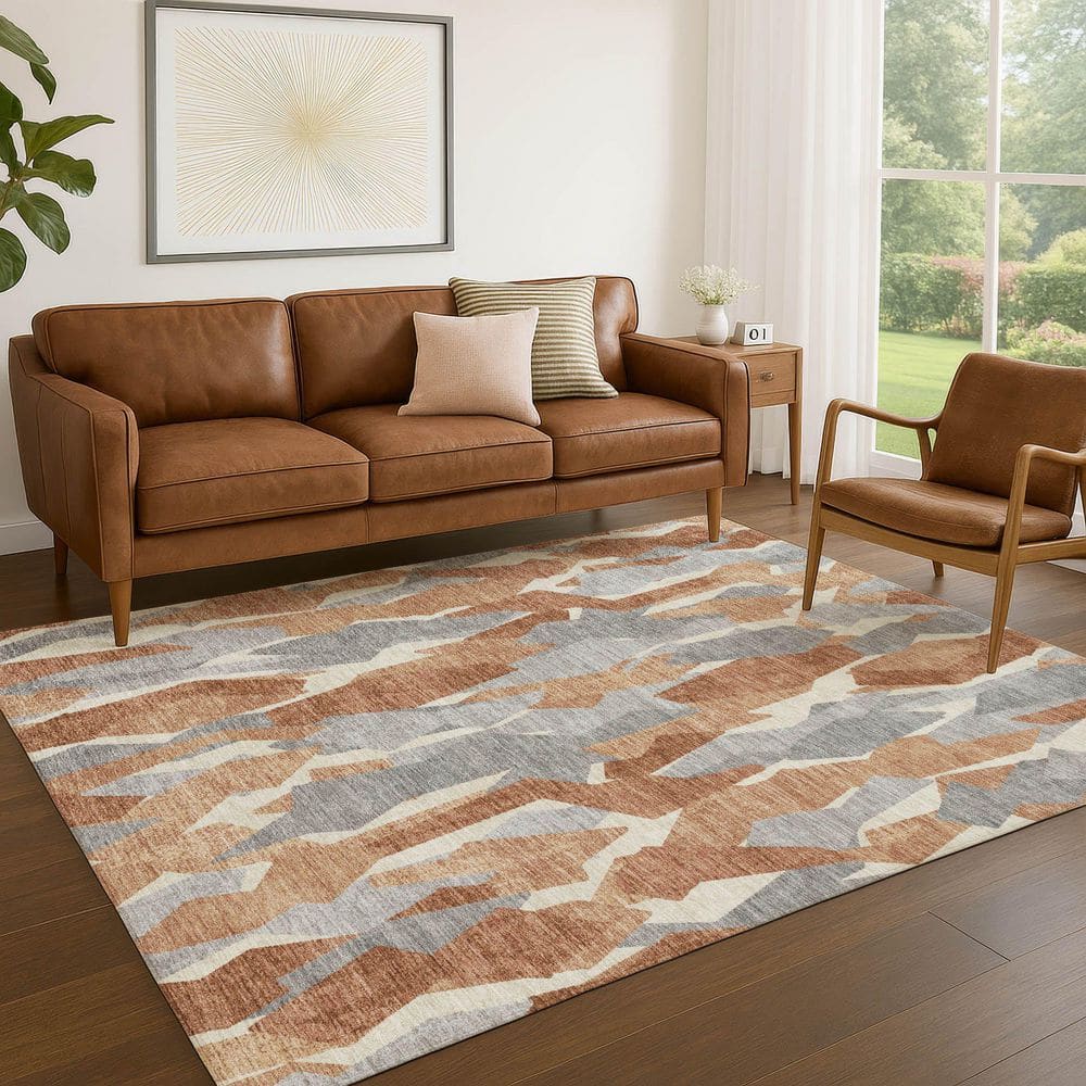 Chantille Machine Washable Indoor/Outdoor Abstract ACN2329 Paprika 3 ft. x 5 ft. Area Rug price history on PriceWatchPro
