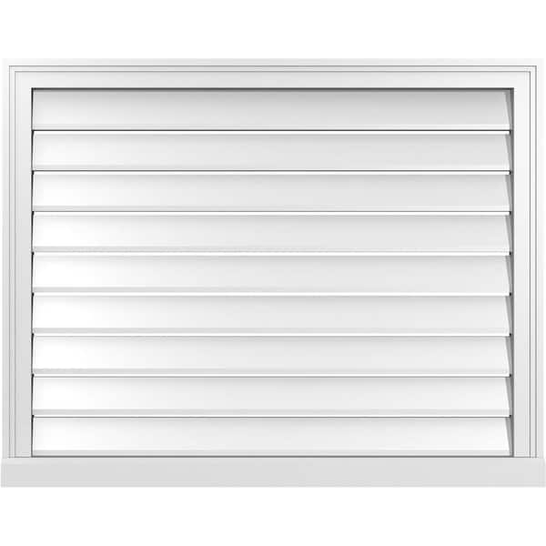 Ekena Millwork 38" x 30" Vertical Surface Mount PVC Gable Vent: Functional with Brickmould Sill Frame