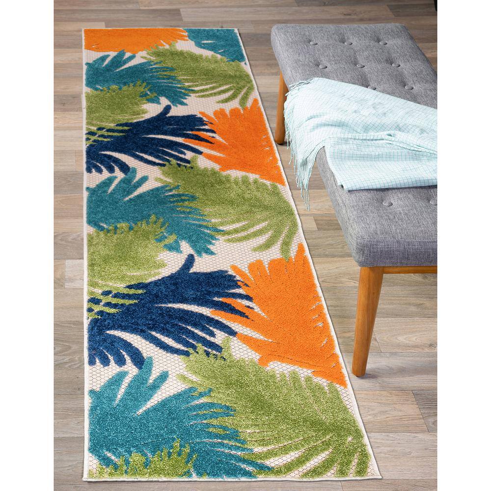 Tropical Floral Multi 2'x7' Indoor/Outdoor Reversible Runner Rug
